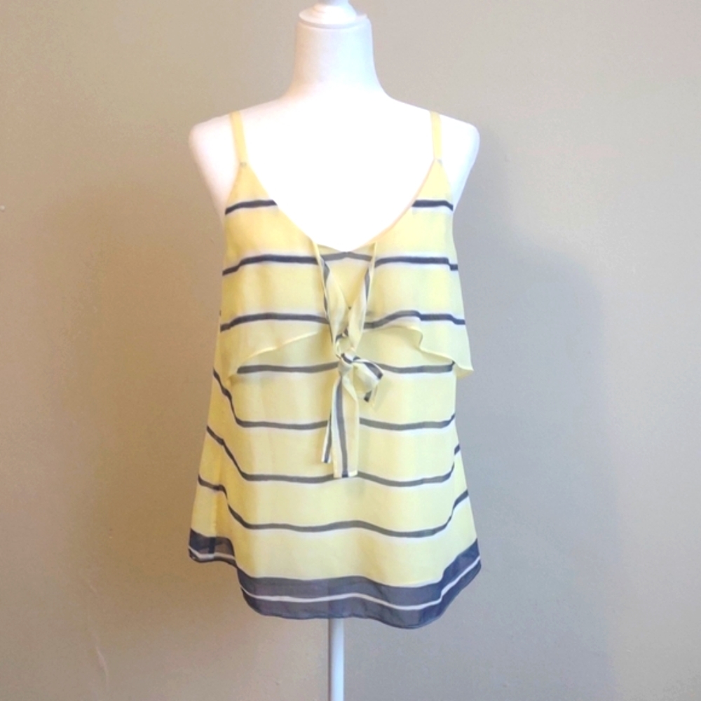 CABI lined  cami top‎ with adjustable straps. Yellow/blue. Size M